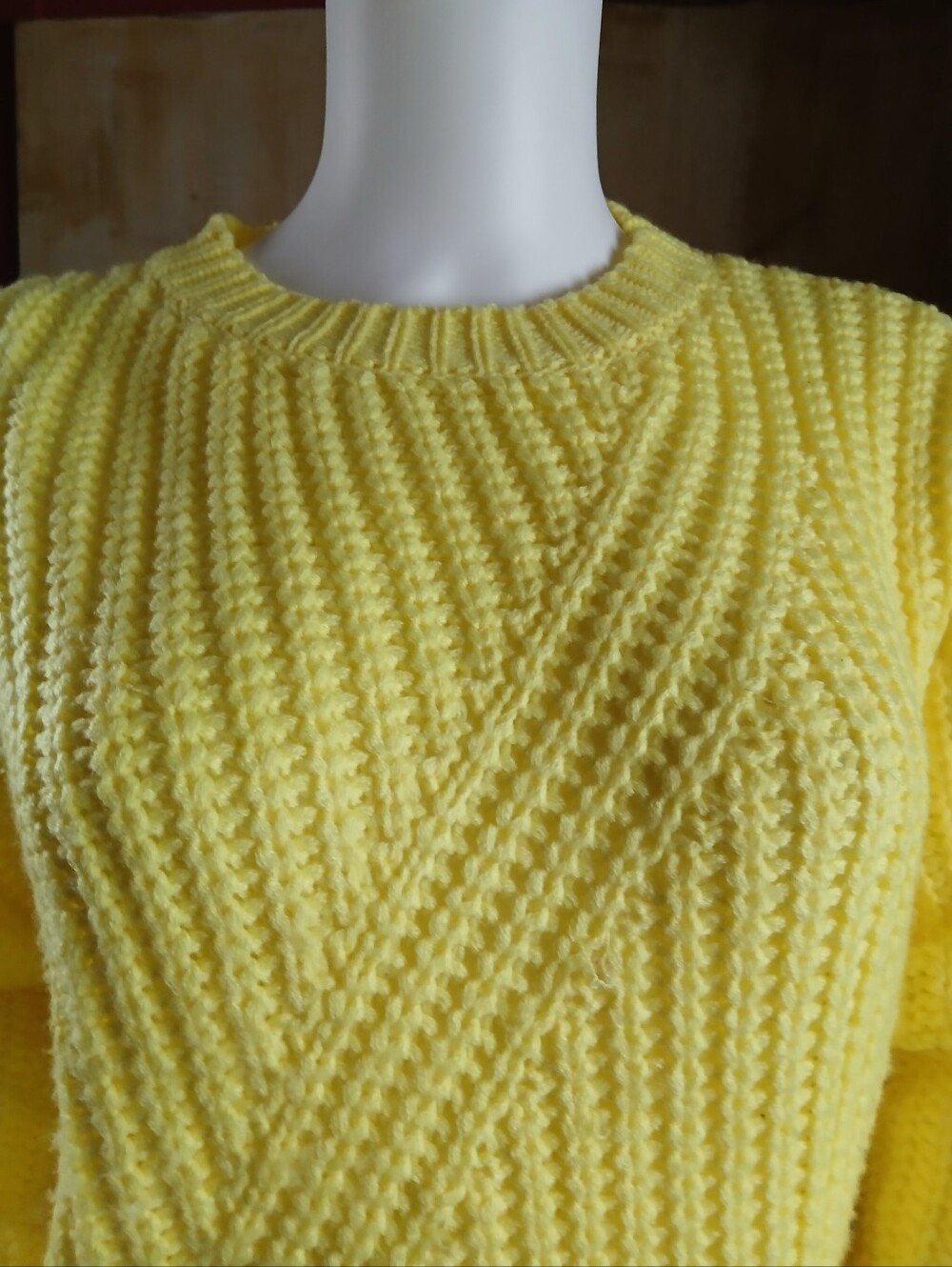 vestique Sunny Yellow Textured Crewneck Sweater